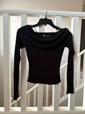 Urban Outfitters Black Off-the-Shoulder Ribbed Sweater